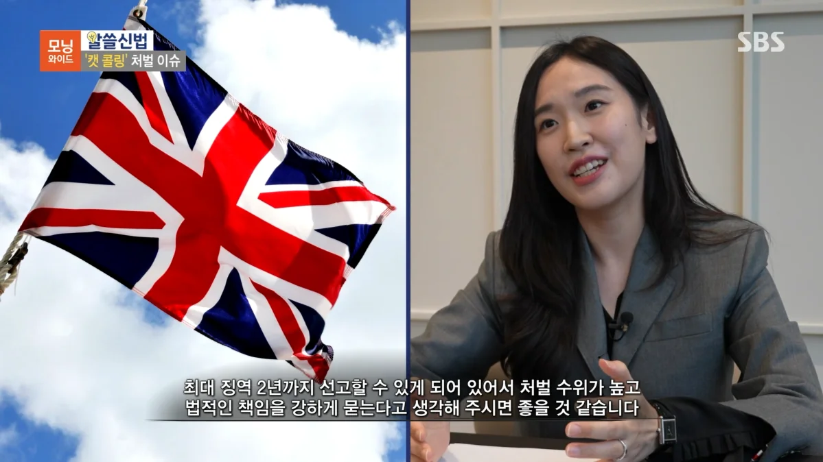 심지연 변호사가 SBS 모닝와이드에서 '캣콜링'(거리 성희롱) 처벌 이슈를 설명하는 인터뷰 장면